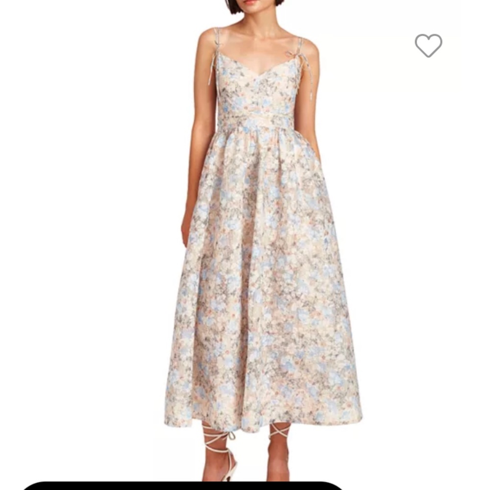 En Saison Floral Midi Dress in Cream and Blue